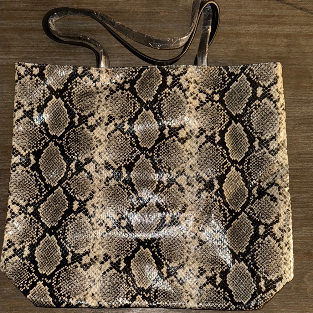 Bloomingdale's Vinyl Snake Canvas Tote Bag